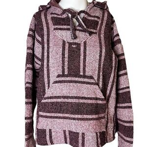 Mexican Baja Style Pink Blanket Pullover Hoodie